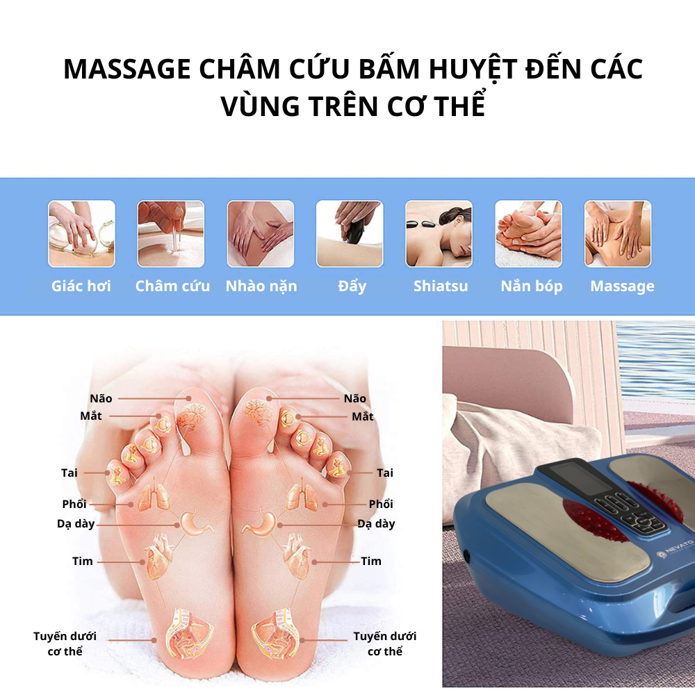 Máy Massage Châm Cứu Chân Và Toàn Thân Tăng Lưu Thông Khí Huyết Bằng Xung Điện Nevato NVE1310