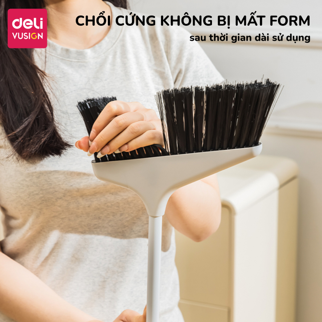 Chổi quét nhà thông minh công thái học đồ hốt rác Deli, Bộ Chổi cán dài Xẻng Ky Hốt rác