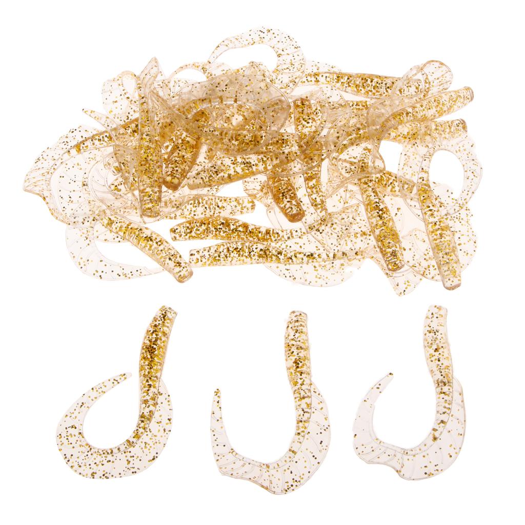 30pcs Grub Worm Fishing Lure Jig Head Soft Silicone Bait