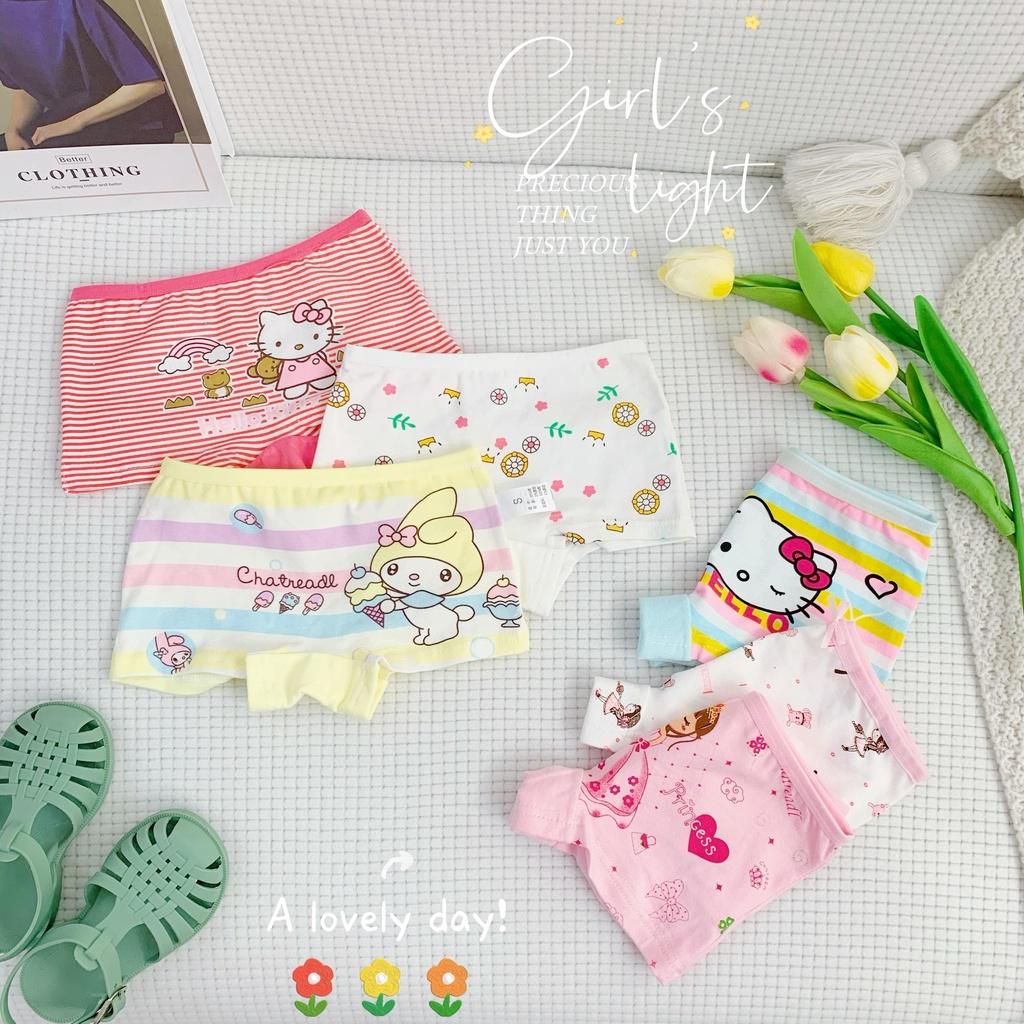 Quần chip đùi bé gái, quần lót trẻ em cotton cao cấp mềm mịn hello kitty, elsa, pony, mickey