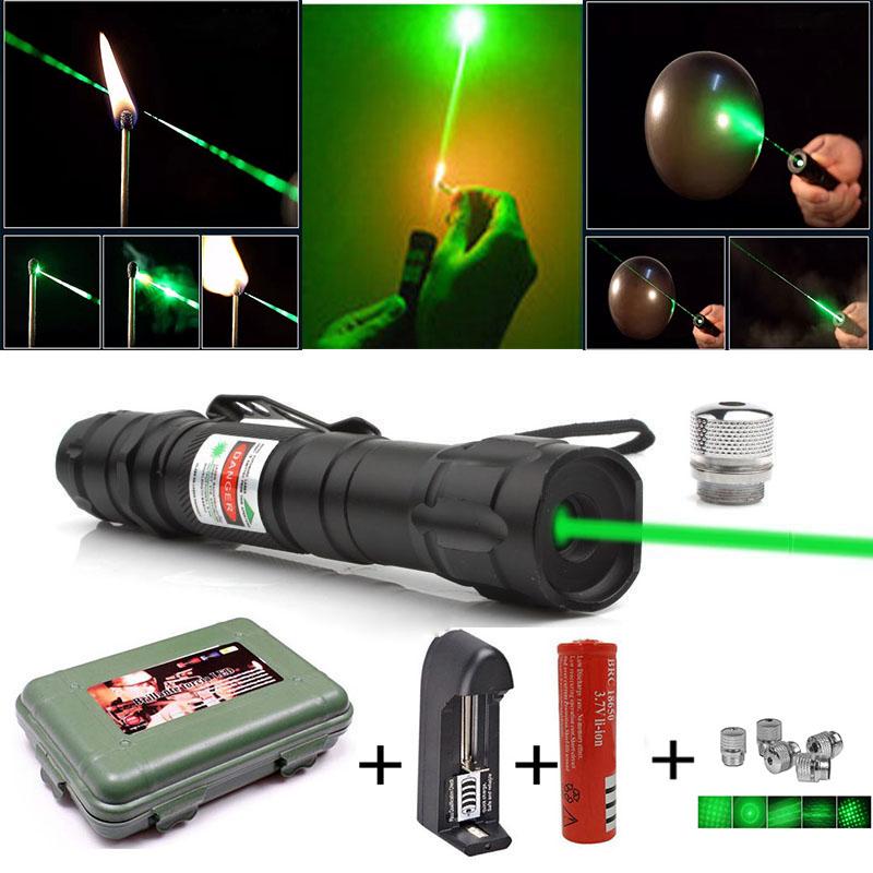 Con trỏ laser xanh công suất cao 5MW Laser Sit Saw Thiết bị laser mạnh mẽ 2 trong 1 Máy giữ đèn có thể tháo rời với bộ sạc pin 18650