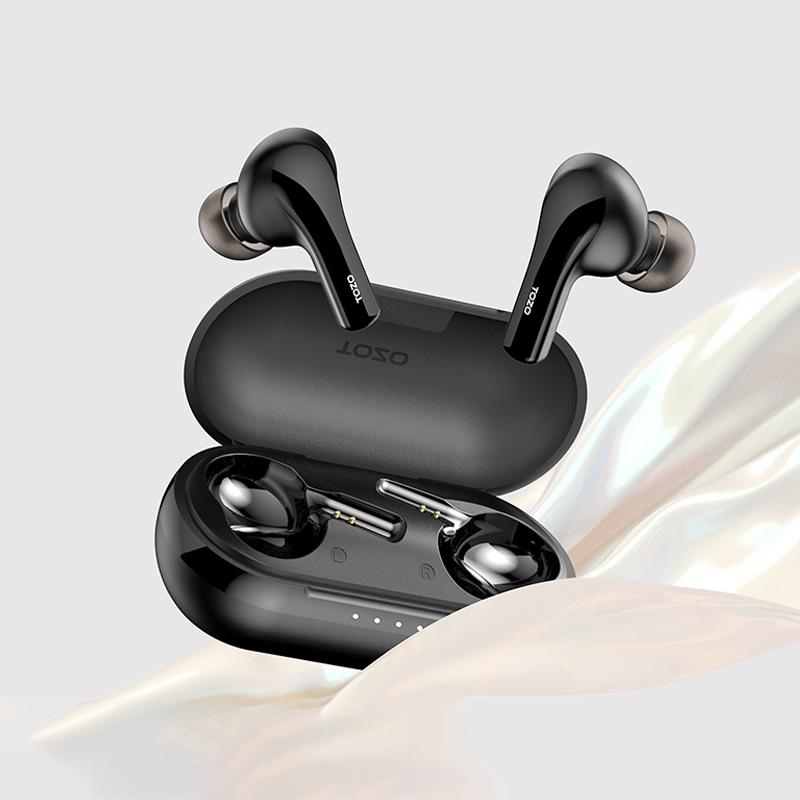 Tai nghe TOZO A2 Bluetooth 5.3, Tai nghe nhét tai không dây mini, Tai nghe nhét tai, Micrô tích hợp, Âm thanh sống động với hộp sạc Màu sắc: A2-Đen