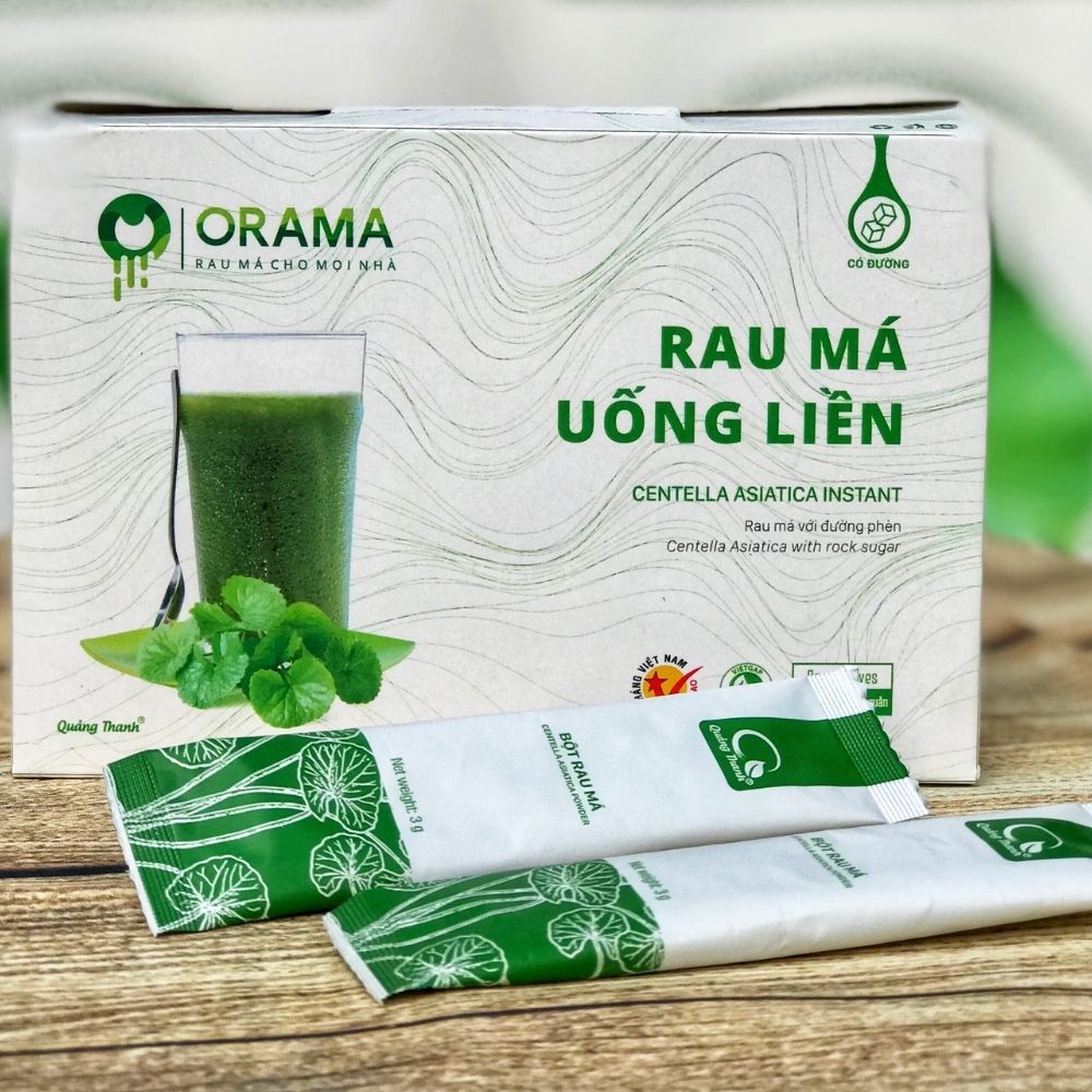 Rau Má Uống Liền ORAMA có đường 10 gói - 15g mỗi gói - rau má tươi nguyên chất, tăng cường dinh dưỡng