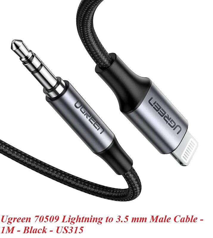 Ugreen UG70509US315TK 1m cáp lightning ra 3.5mm màu xám mạ nickel chống nhiễu - HÀNG CHÍNH HÃNG