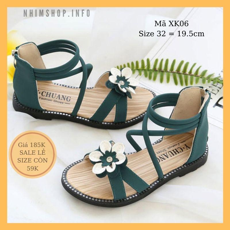 Sandal bé gái lớp 1 - 2 đi học dép da mềm khóa kéo thời trang sale nốt size 32 giá siêu rẻ XK07