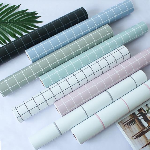10M giấy dán tường kẻ ô đủ màu keo sẵn khổ 45cm chống nước