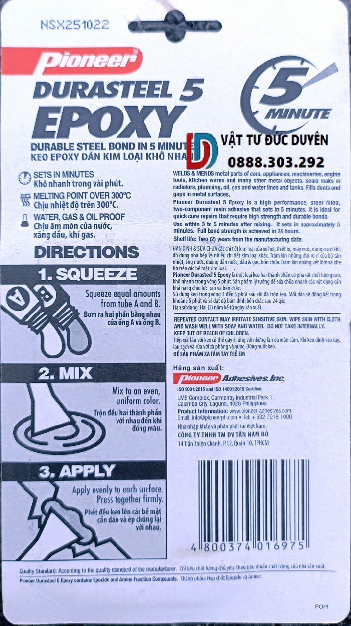 Keo dán kim loại EPOXY chịu nhiệt độ 300 độ C siêu chắc , siêu bền 35g