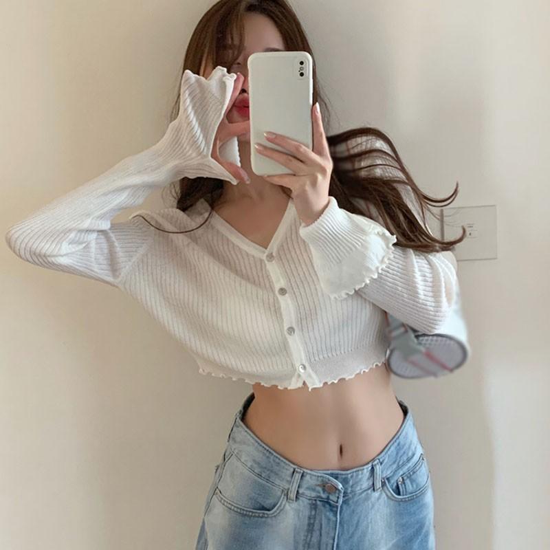 Áo Khoác Cardigan Tay Dài Cổ Chữ V Chống Nắng Thời Trang Cho Nữ