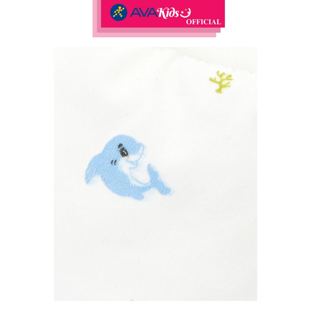 Bộ bao tay, bao chân in cá heo xanh IQ Baby màu trắng (0 - 3 tháng) - Hàng Chính Hãng