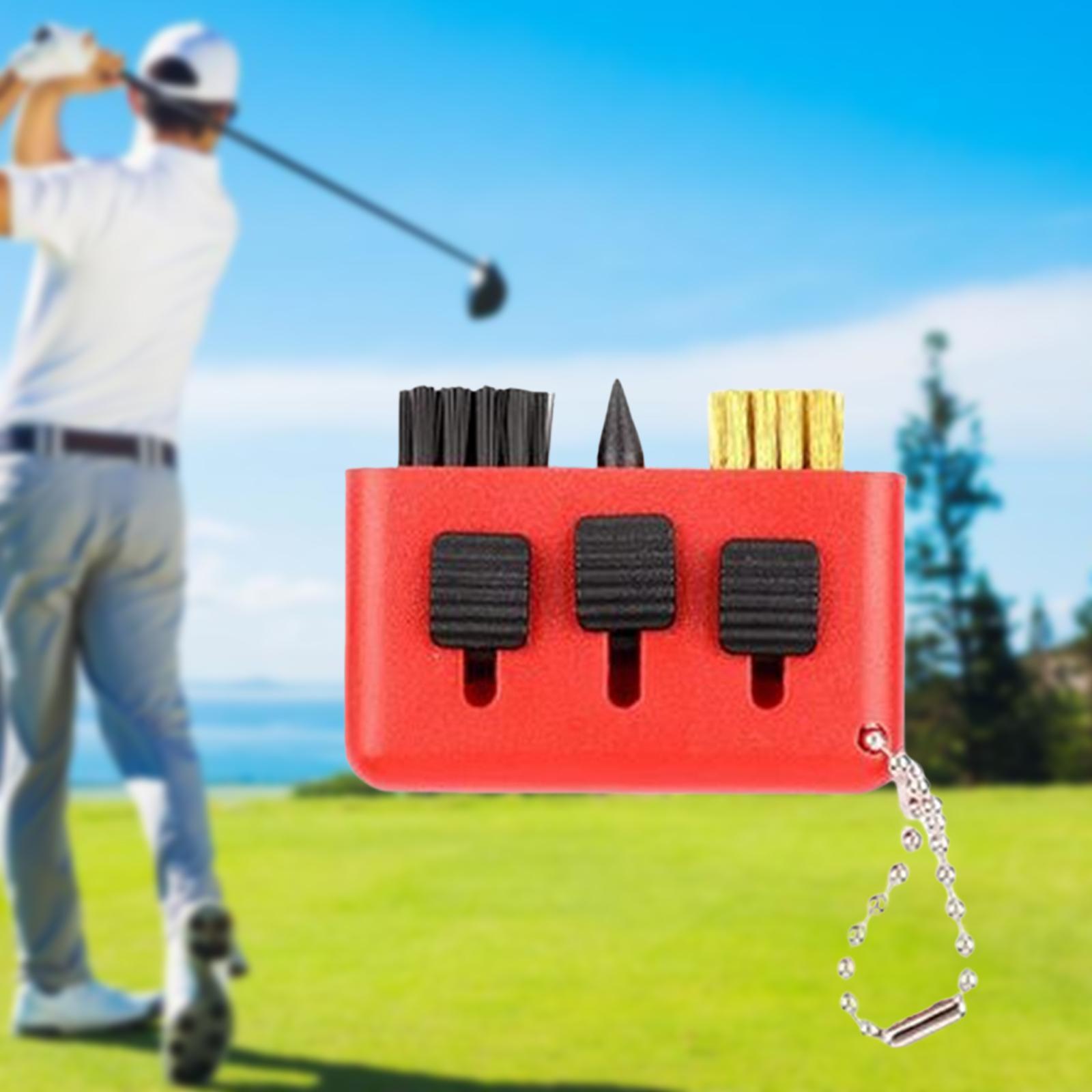 Golf Club Cleaning Brush Golf Club Groove Cleaner for Wood Irons Clubs Grooves Golf Club Accessories Pocket Convenient Carrying 3 in 1 Tool