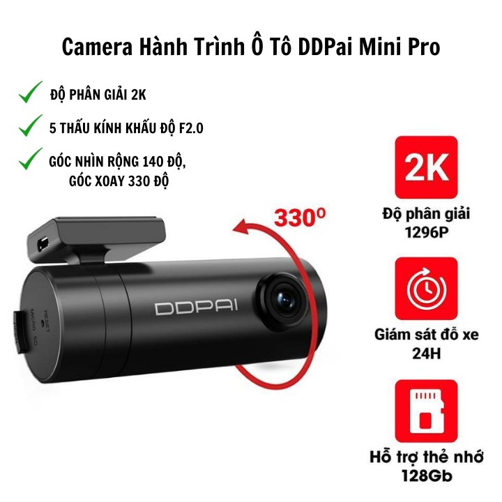 Camera hành trình Sothing DDPAI mini pro 2K- Phiên bản quốc tế- Hàng chính hãng