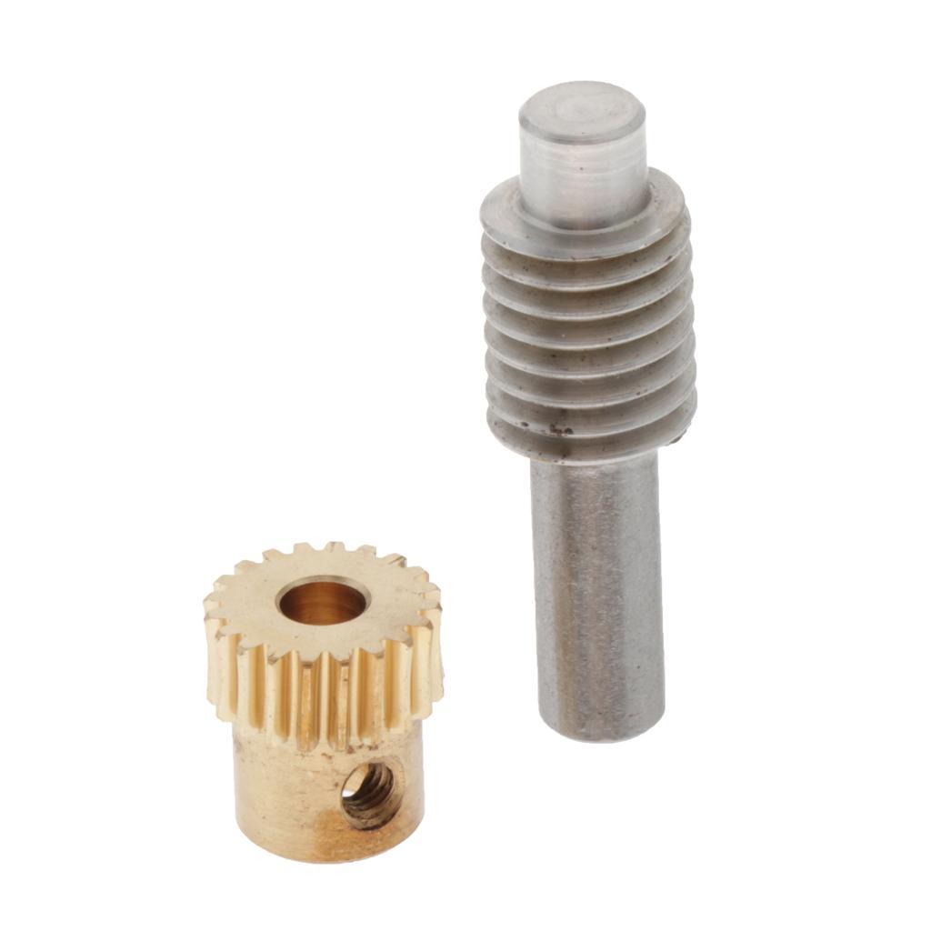 2-4pack 0.5 Modulus Brass Worm Gear Wheel + Gear Shaft Set 20 Tooth