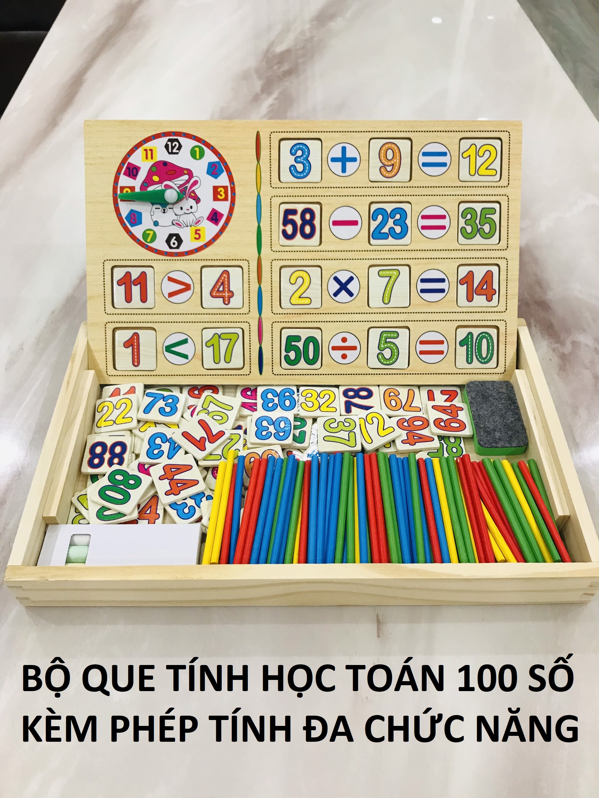 Bộ đồ chơi toán học đa chức năng 100 số - Đồ chơi gỗ thông minh cho bé