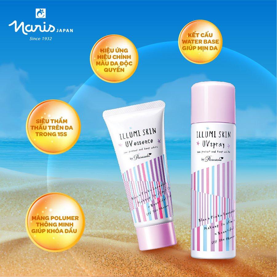 Combo Chống Nắng Tạo Hiệu Ứng Thon Gọn Phù Hợp Mọi Loại Da Giúp Nâng Tone Naris Illumi Skin UV SPF50+ PA++++