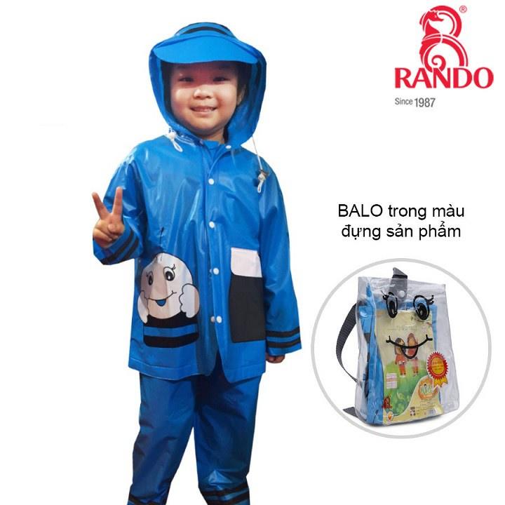 Áo Mưa Bộ Ong Mật Cho Trẻ Em, RANDO Chính Hãng, Nhựa Cao Cấp An Toàn Sức Khỏe, Quần Áo Đi Mưa Bé Trai, Bé Gái