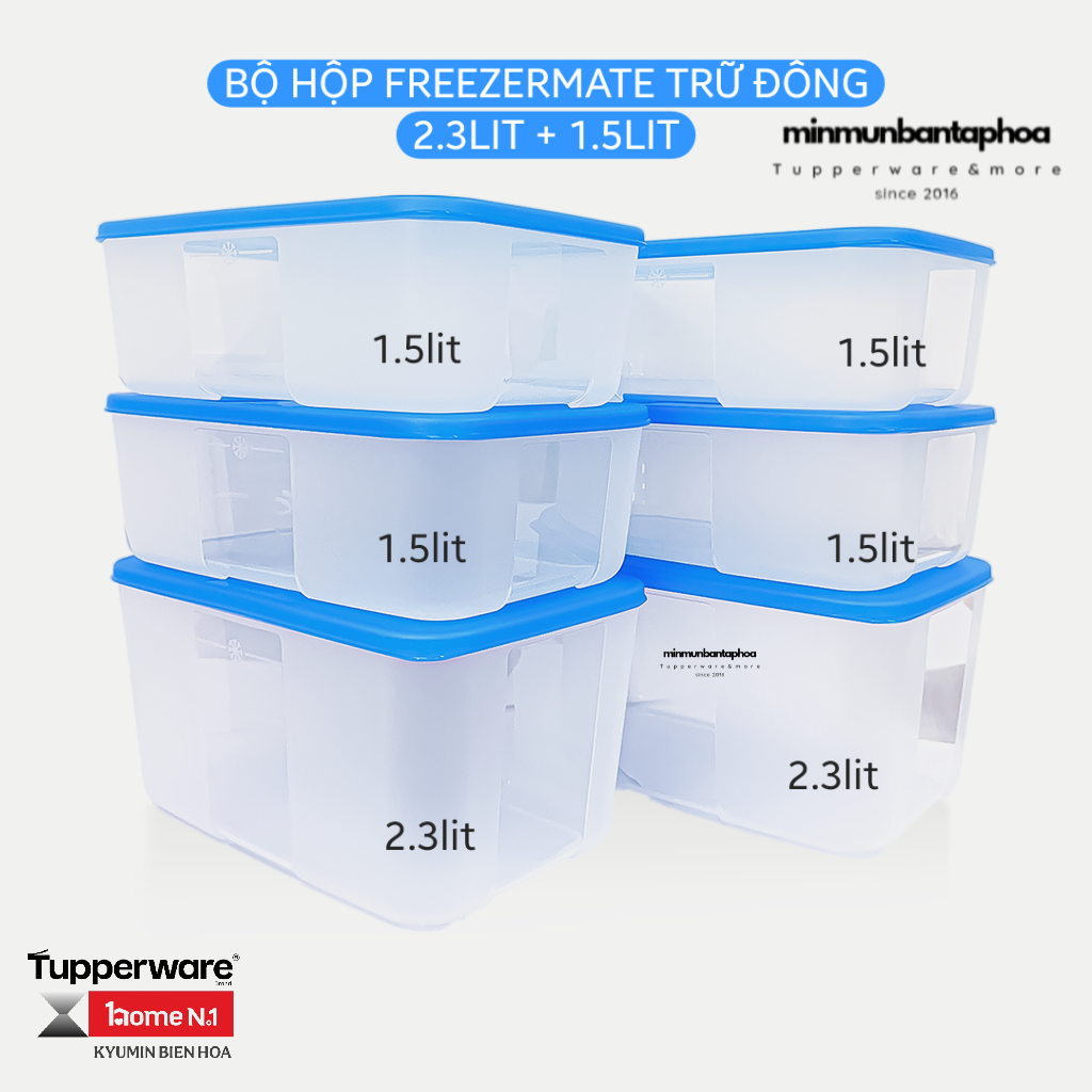 Bộ Hộp Đựng Thực Phẩm Tupperware Trữ Đông Gen I Medium 2.3L &amp; 1.5L