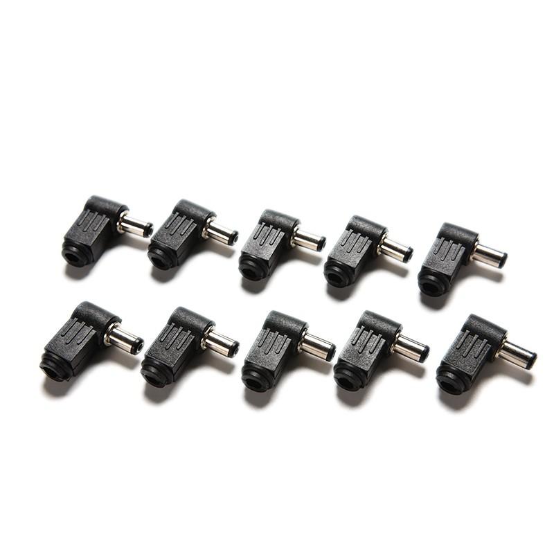 Đen 10 Chiếc 90 Độ Góc 2.1X5.5Mm 2.1Mm DC Cáp Nam Cắm Ổ Cắm Dây Hàn Đầu Kết Nối Adapter