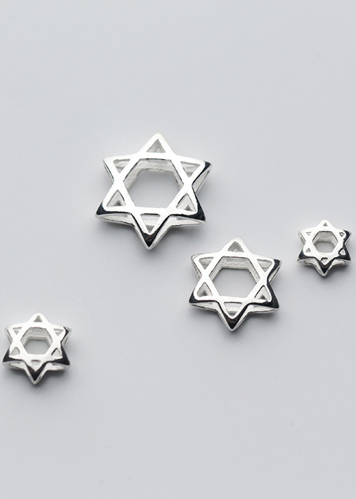 Combo charm bạc lồng hạt hình sao sáu cánh - Ngọc Quý Gemstones