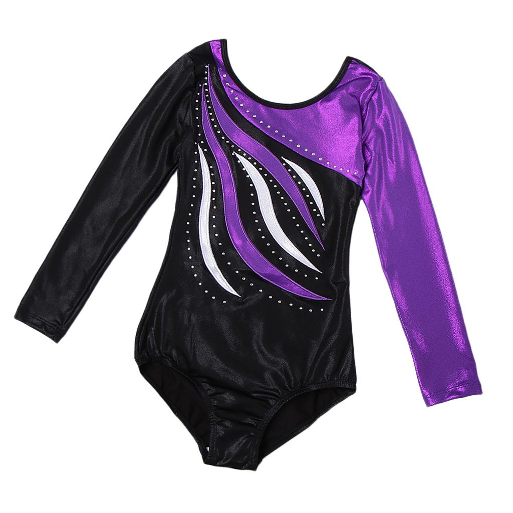 Kid Girl Leotard Ballet Dance Costume Long Sleeve Bodysuit Unitard Dancewear