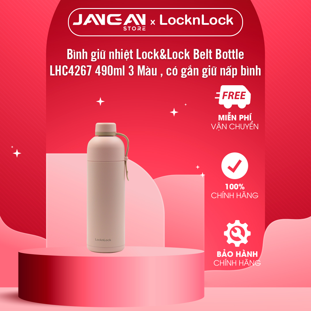 Bình giữ nhiệt Lock&amp;Lock LHC4267 Belt Bottle 490ml - Hàng Chính Hãng