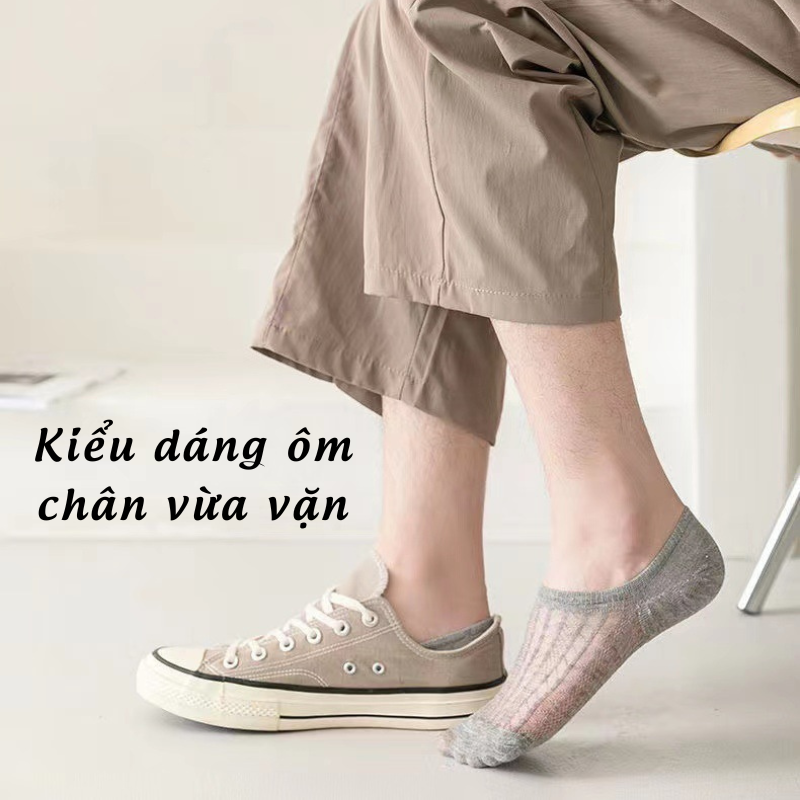 Combo 10 Đôi Tất Lười Mùa Hè Nam Nữ TL02 Có Đệm Cao Su Chống Trượt Gót Chân