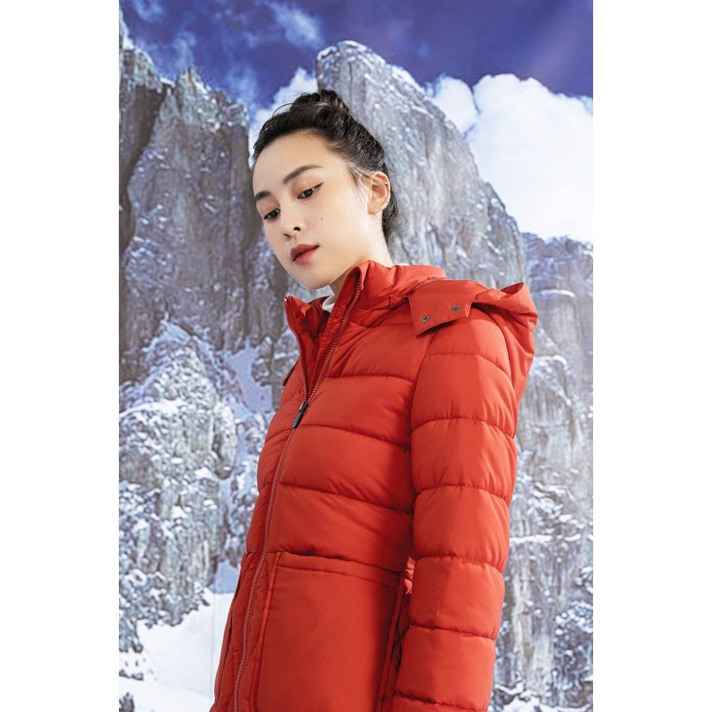 Áo Khoác Phao Nữ Dáng Dài HeraDG Túi Ốp Thân Chần Trám Kèm Mũ, Vải 3 Lớp Chống Gió Chống Nước Chống Bám Bụi WJKBA06