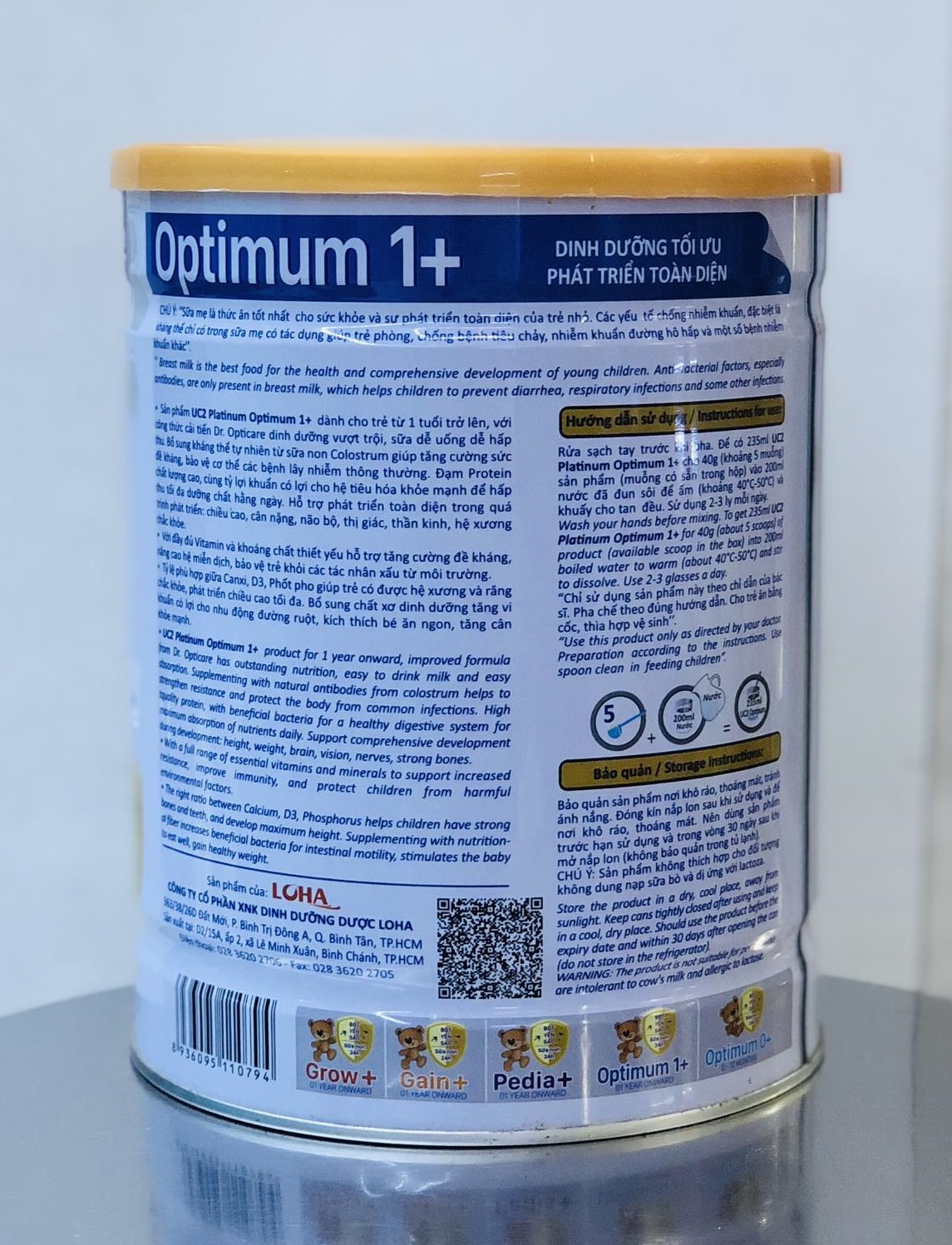Combo 5 lon Sữa công thức UC2 platinum Optimum 1+ lon 800g