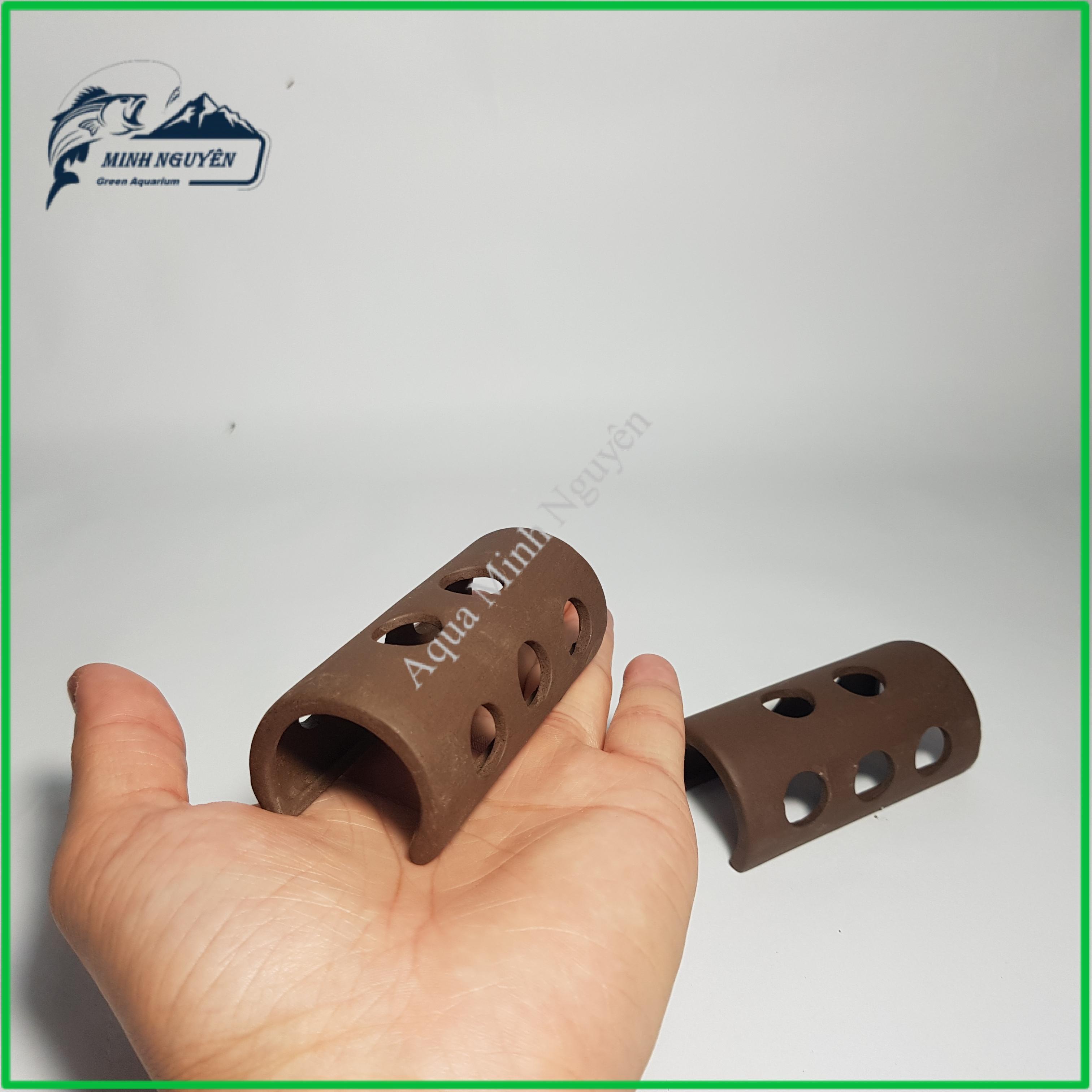 Hang Tép Nửa Ống Trụ Lỗ - Đồ chơi tép Hang Tép bằng gốm trang trí bể tép cảnh cá cảnh thủy sinh cao cấp