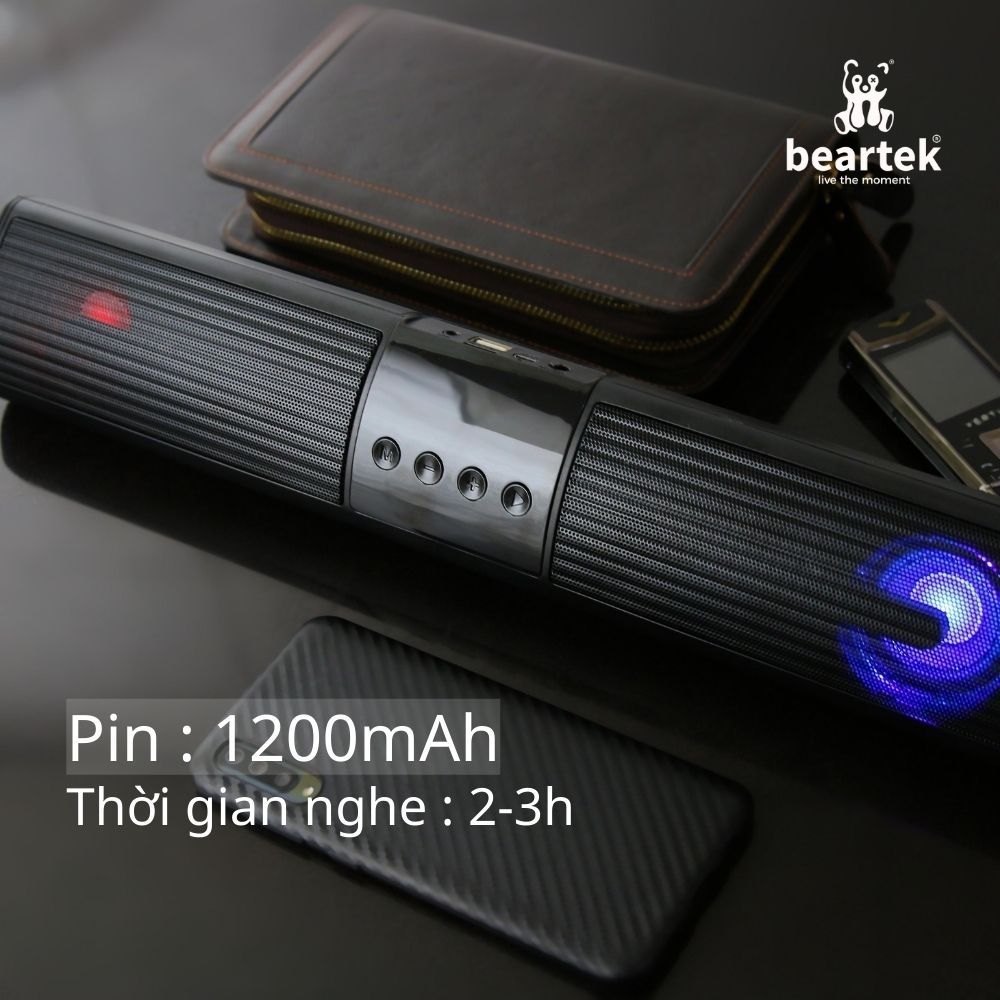 Loa bluetooth speaker BEARTEK A2 dáng dài 2 loa cực đỉnh - Kiểu dáng sang trọng hỗ trợ thẻ nhớ - Hàng nhập khẩu – LWR000A2