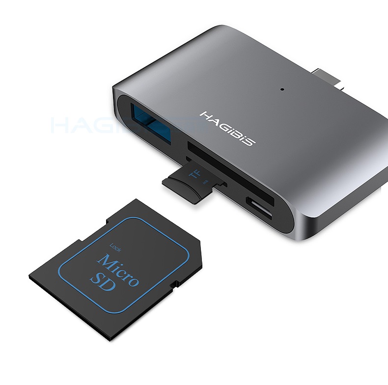 Cáp đa năng Hagibis Usb Type C To SD/TF Card/USB - Hàng chính hãng