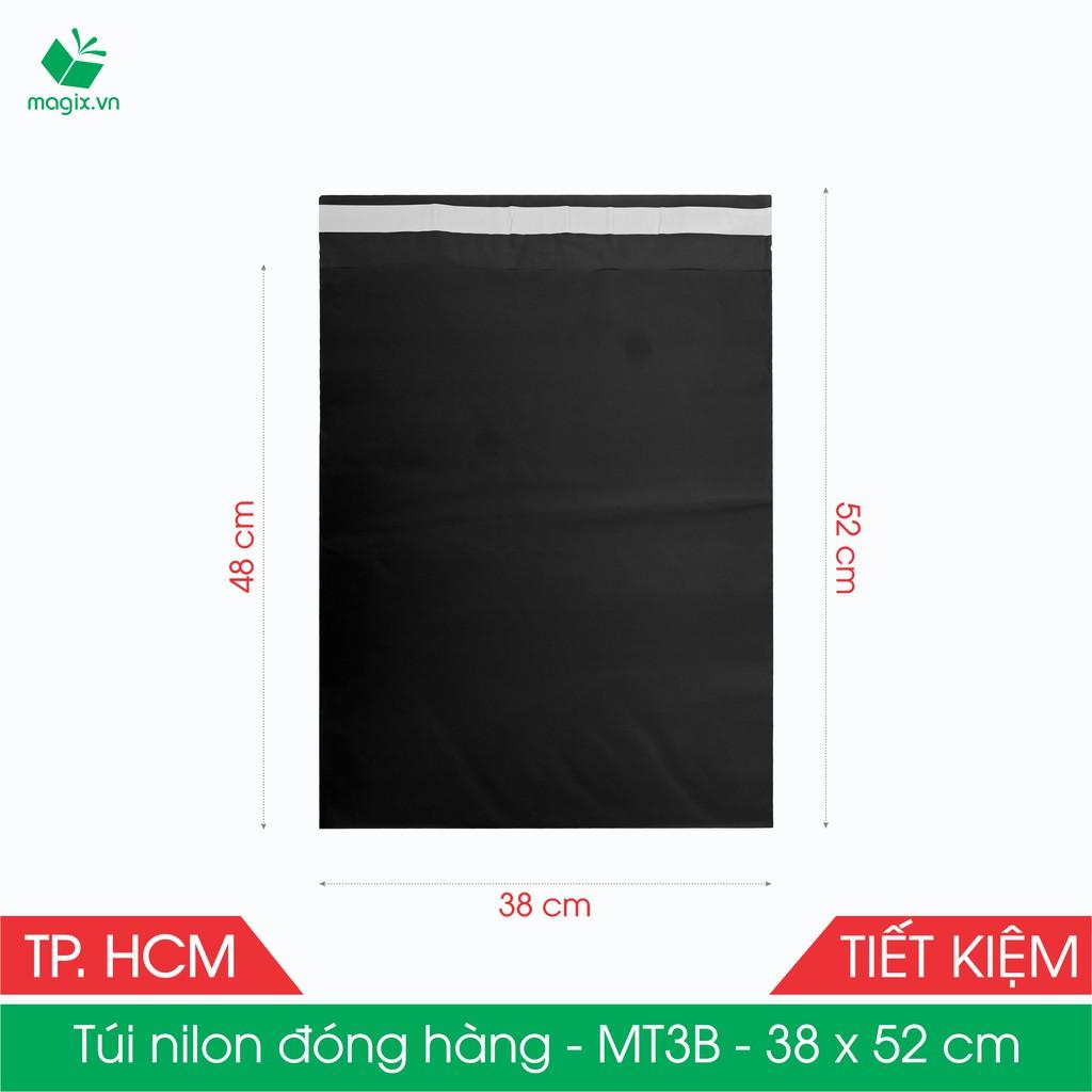 MT3B - 38x52 cm - Túi nilon TIẾT KIỆM gói hàng - 300 túi niêm phong đóng hàng màu ĐEN