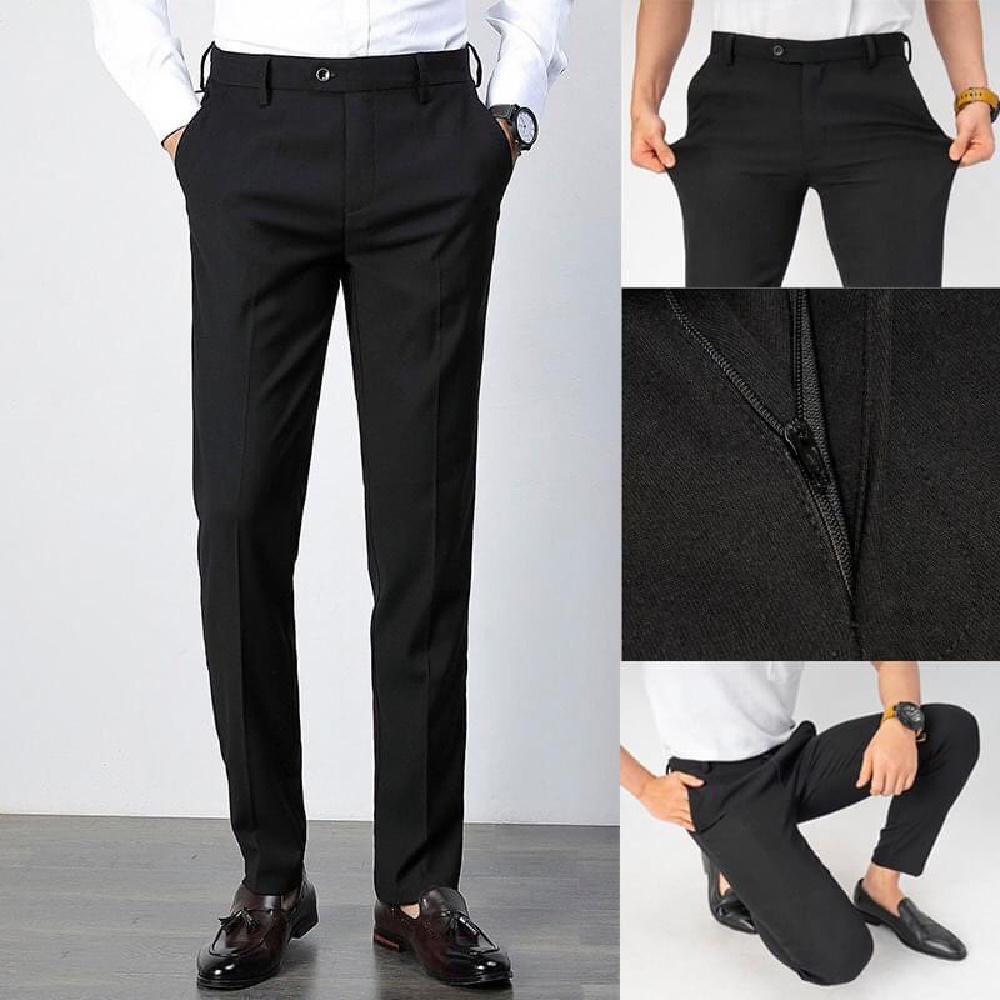 Quần âu nam dáng ôm co giãn nhẹ quần tây nam dáng ôm cao cấp - Đen - Size 31