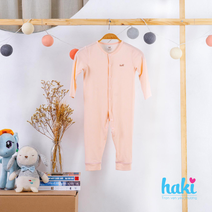 Body cho bé vải gỗ sồi siêu mềm mịn cao cấp - đồ sơ sinh cho bé size newborn đến 12 tháng  - bodysuit cho bé - body dài tay liền thân Haki BM007