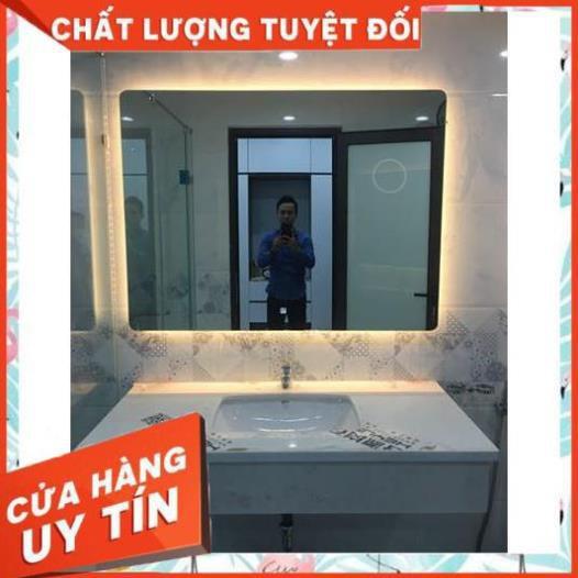 Gương led phòng tắm chữ nhật không viền trang điểm treo tương cảm ứng đèn led thông minh KT 60x80 cm - guong