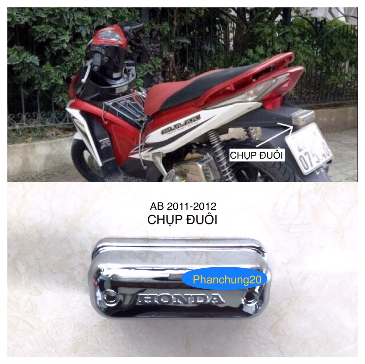 COMBO ỐP PHỤ KIỆN TRANG TRÍ DÙNG CHO XE AB Air Blade 2011 2012 CROM