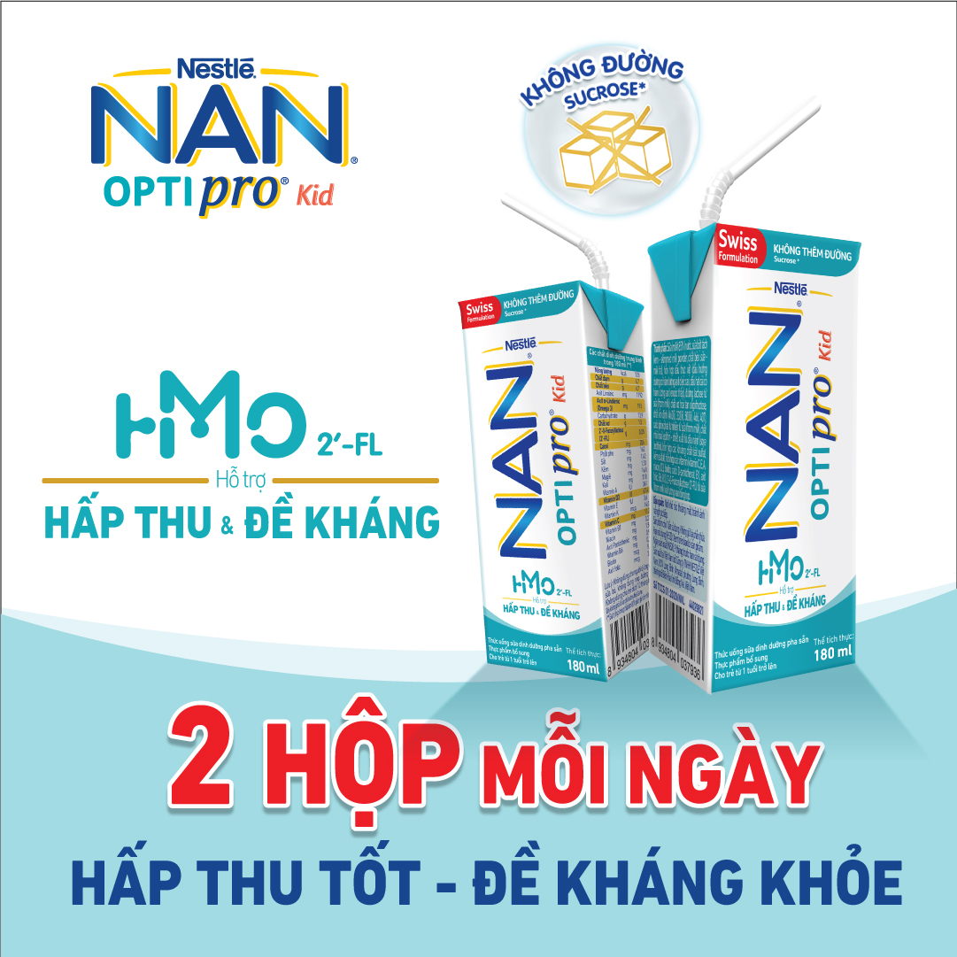 Thùng 24 hộp Sữa pha sẵn Nestlé® NAN® OPTIPRO® Kid Hộp pha sẵn 180ml ( 3x(8x180ml) ) - Mua 7 tặng 1