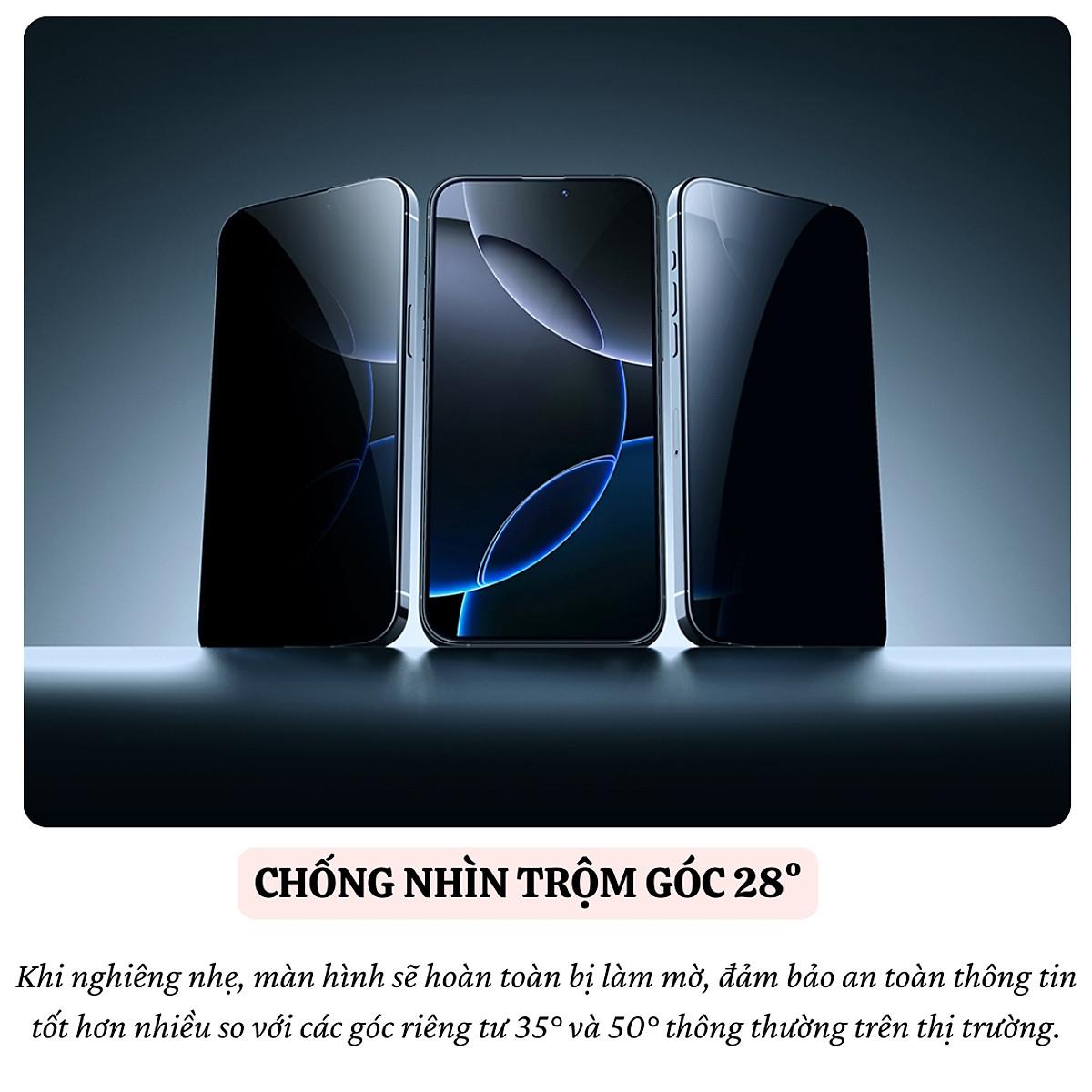 Cường lực chống nhìn trộm Full viền kèm khung cho iPhone 16 Pro Max / 16 Pro hiệu Nillkin Guardian Phủ Nano, vát cạnh 2.5D, lớp Olephobic - Hàng nhập khẩu