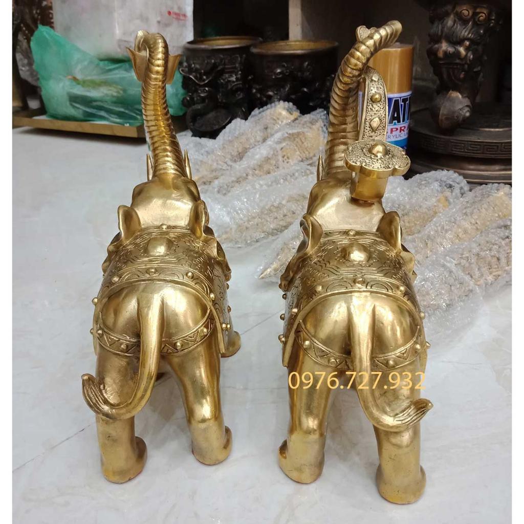 Đôi voi phong thủy bằng đồng, tượng voi đồng cỡ to
