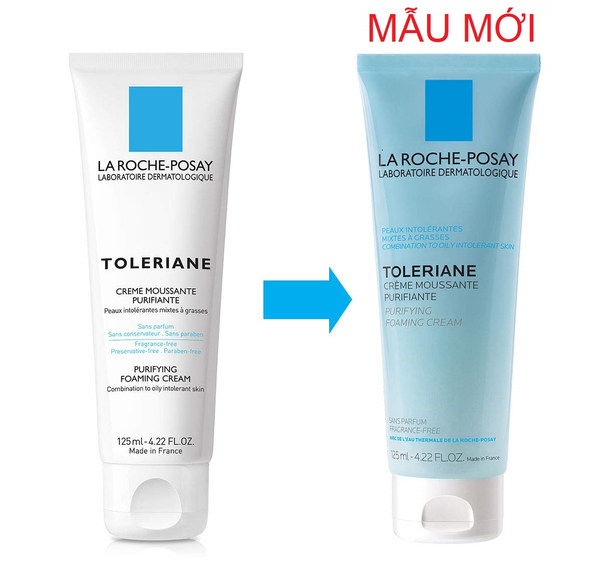 Sữa rửa mặt tạo bọt cho da hỗn hợp & da dầu rất nhạy cảm & kích ứng La Roche-Posay Toleriane Foaming Cream (125ml) + TẶNG MÓC KHÓA