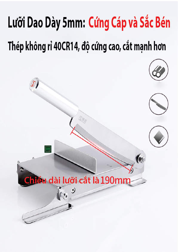 Máy Chặt, Thái Thịt Gà, Rau Củ Quả, Thái Thuốc Bắc, Đa Năng, D270, Inox 430, 1 Đổi 1 trong 3 Năm - Tặng Tay Mài Dao