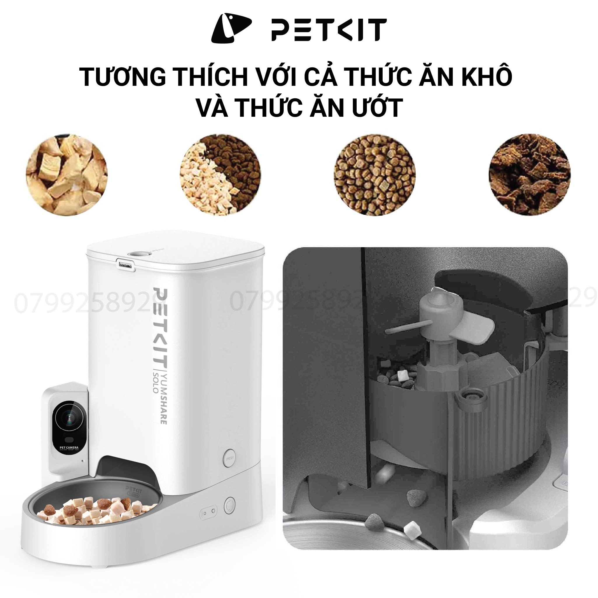 [Có CAMERA] Máy Cho Mèo, Chó Ăn Tự Động Petkit Fresh Element Solo YumShare màu Trắng