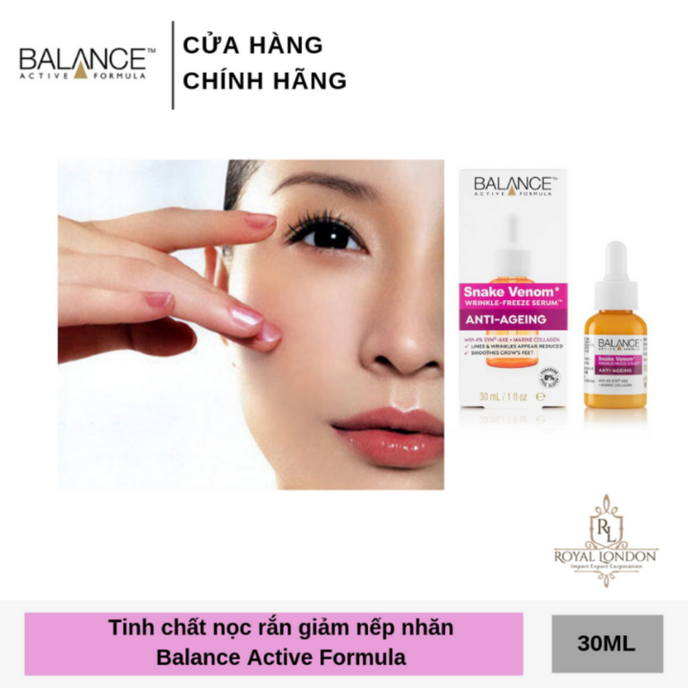 Combo Serum Chống Lão Hóa Nọc Rắn Balance Active Formula Snake Venom 30ml + kem mắt noc rắn giảm nếp nhăn, quầng thâm Balance Active Formula Snake Venom 15ml, hàng chính hãng