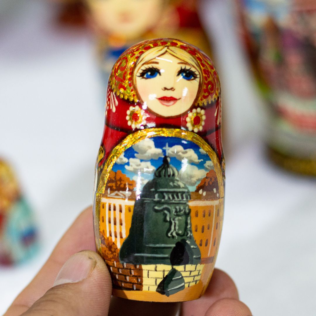 BỘ BÚP BÊ NGA MATRYOSHKA 5 LỚP CAO 18CM VẼ HOA VĂN &quot;PHONG CẢNH MATXCOVA&quot; CỰC ĐẸP VÀ SANG TRỌNG ĐỘC ĐÁO