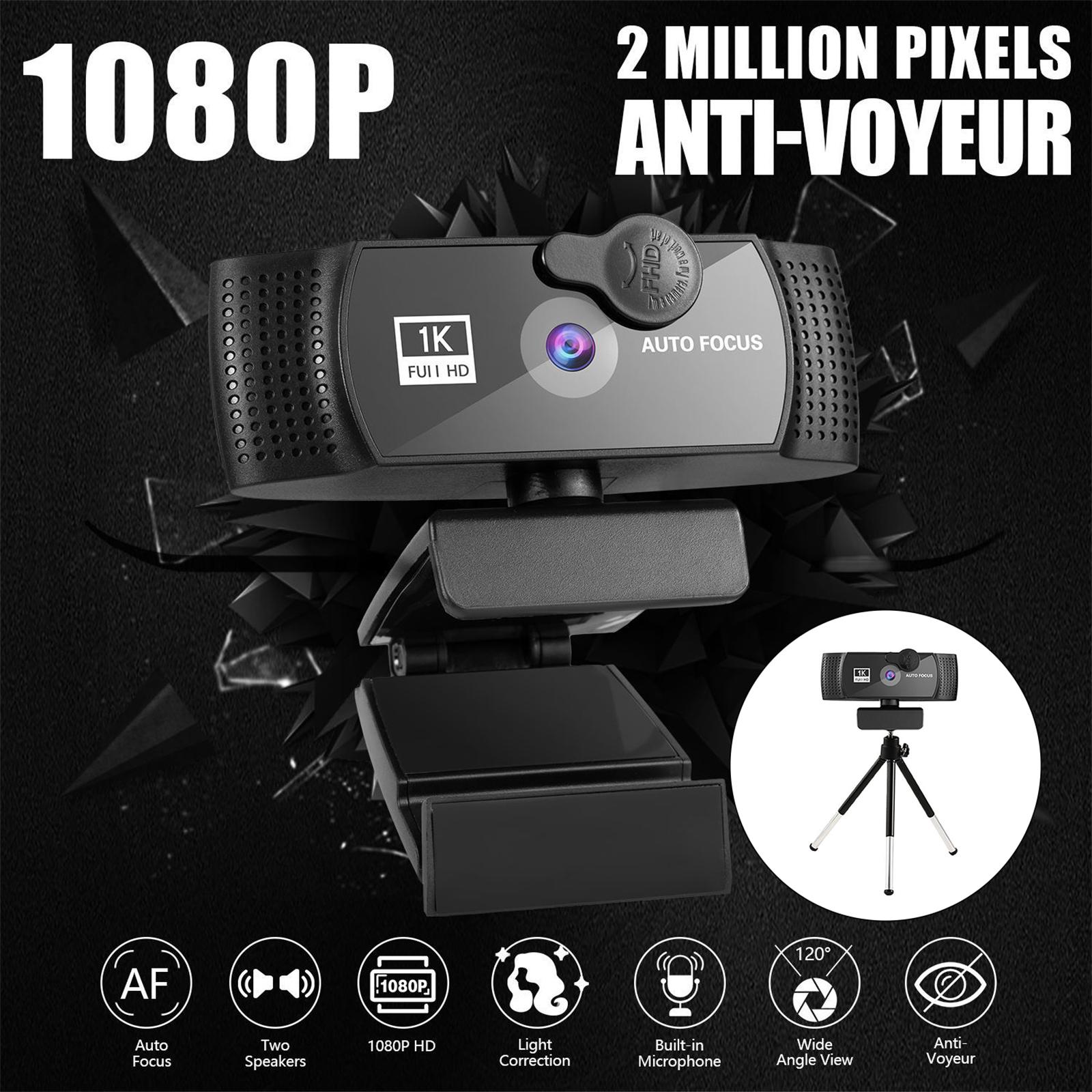 Webcam 1080p HD w/ Noise-Cancelling Microphone USB for Gaming PC Desktop