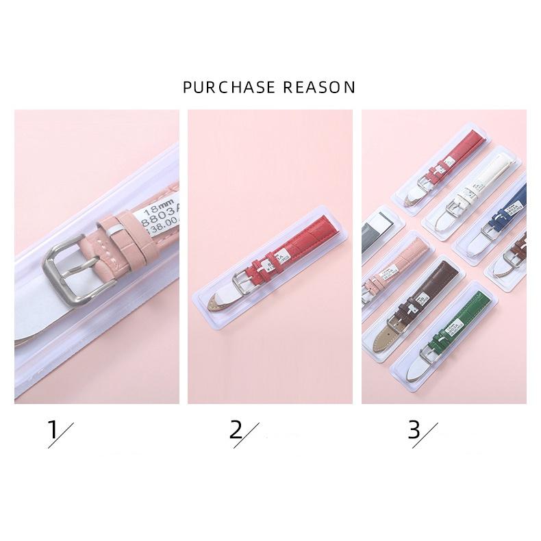 Dây da đồng hồ da bò dập vân cá sấu chống nước tốt BO-35 size 12 14 16 18 19 20 21 22 24mm