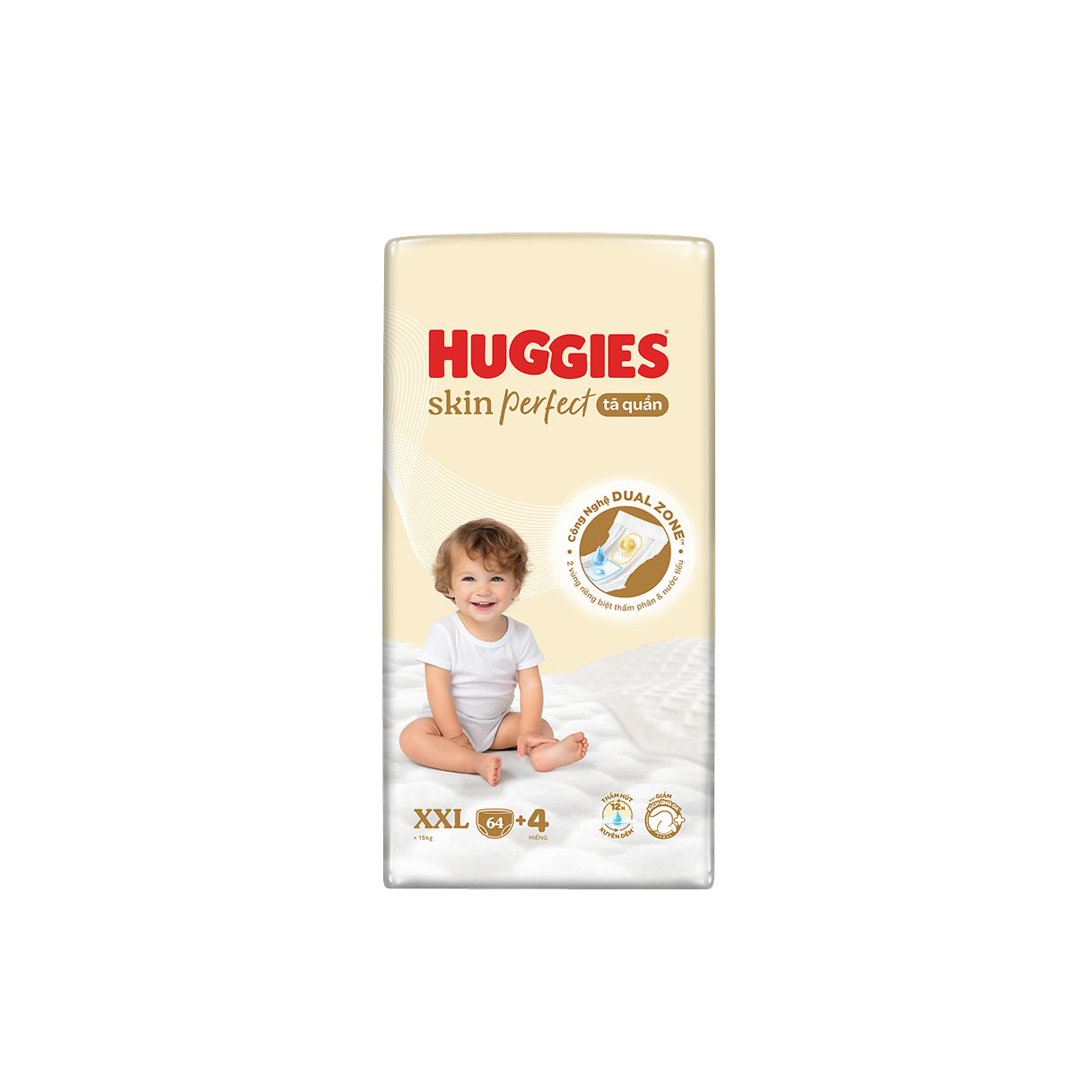 Tã quần Huggies Skin Perfect phiên bản Rồng giới hạn Mega Jumbo XXL64+4 miếng với 2 vùng thấm giảm kích ứng da