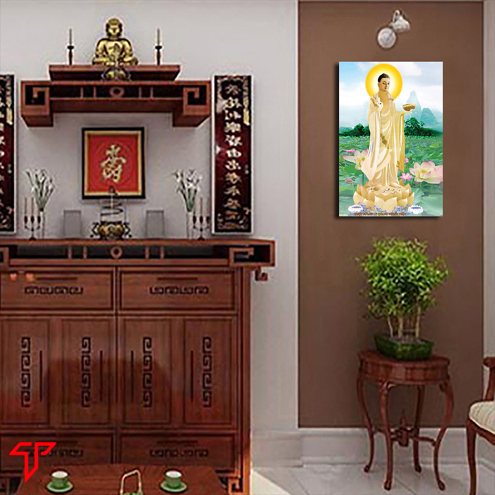 Tranh Phật treo tường trang trí nhà cửa, phòng thờ, Tranh Phật Giáo Dược Sư Lưu Ly Quang Vương Phật 2106