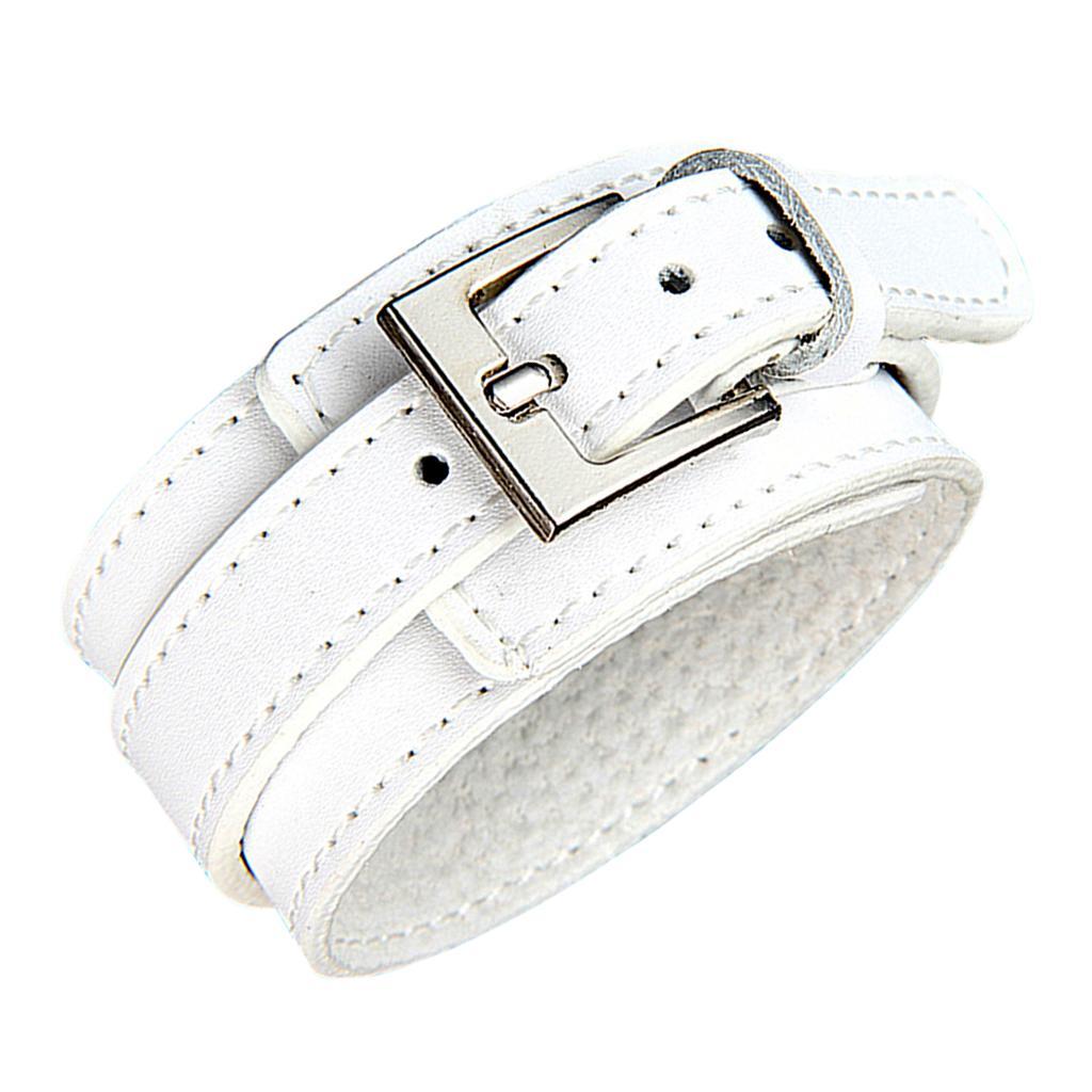 2xFashion Wide Cow Leather Wristband Cuff Bracelet Bangle Women Jewelry White