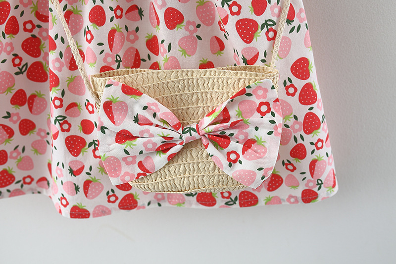 Set đầm xòe bé gái kèm túi đeo chéo xinh xắn, đầm đi biển mùa hè cho bé từ 9-18kg - váy cho bé dễ thương
