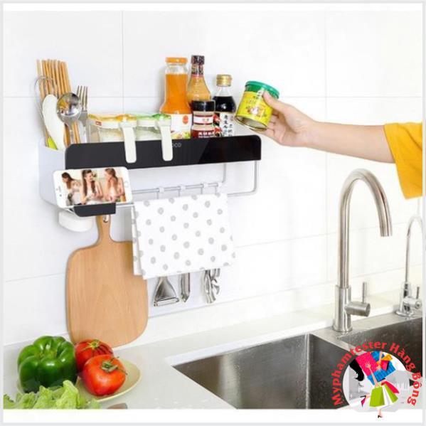 Kệ đựng đồ gia vị nhà bếp Thông minh đa năng dính cường lực ecoco 1712